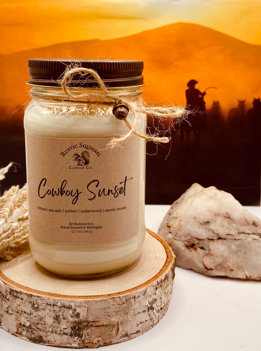 Cowboy Sunset Candle