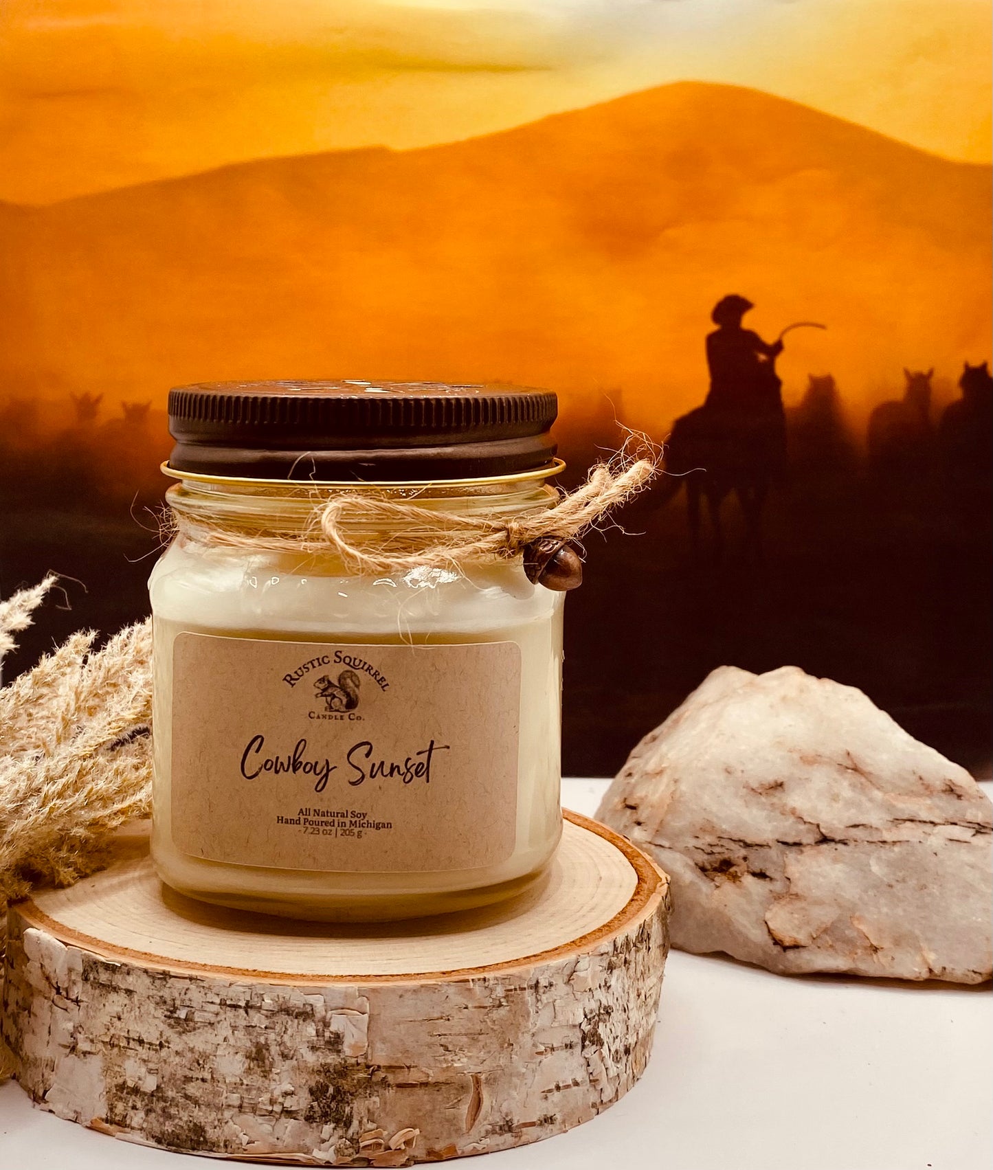 Cowboy Sunset Candle